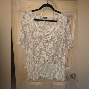 Dots Cream Floral Lace Blouse